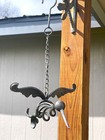 Rustic Heavy Duty Welded Steel Metal Hummingbird On A Hanging Chain Garden Porch