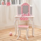 Fantasy Fields Gisele Polka Dot Kids Vanity Table   Stool  White   Pink