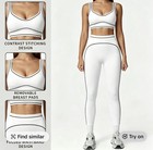 Women s White Black Activewear Set Xs Bra Leggings Contrast Stitching Removable   