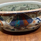  Vintage Japanese Imari Motif Chinese Porcelain Footbath Planter With Handles