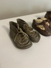 Victorian Leather Baby Shoes Booties 3 Pairs Lot Antique 19th Century 1 Bronze