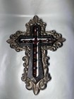Jeweled Beaded Crackled Cross 10x7 5