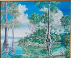 Florida Art Highwaymen Era 1977 Oil canvas Signed H Walker   florida Everglades 