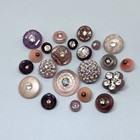 22 Vintage Jewel   Rhinestone Button Lot Pink   Purple Plastic