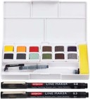 New        12 Derwent Inktense Paint Pan Line And Wash Maker Pens 0 3mm 0 8mm Set