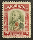 Travelstamps  1945 Sarawak Stamps Scott  168 - 20c Crown Overprint Mint Mogh