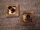 Pair Of Square Antique Vintage Brass Candle Holders Fancy Ornate Design