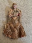 Antique 5 75    Victorian Bisque Lady Dollhouse Doll     Original Fancy Dress Bun