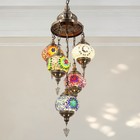 12 vintage Mosaic Lighting Fixture  Glass Pendant Light  With 5 Warm Light Bulbs