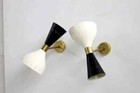 1950 s Mid Century Brass Italian Diabolo Pair Of Wall Sconce Light Fixture Lamp