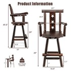Set Of 2 Wooden Bar Stools Swivel Bar Height Kitchen  patio  chairs W  Armrest