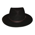 Scala  70 Black Wool Felt Wide Brim Fedora Safari Hat Leather Band S   M