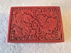 Vintage Chinese Carved Red Cinnabar  Trinket Box Dragons Black Lacquer China Nmc