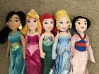 Disney Store Princess 20    Plush Soft Doll Lot Ariel Cinderella Mulan Jasmine