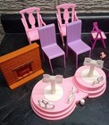 1990 s Barbie Furniture Lot Chairs  Fireplace  Doll Stand  Toilet  Bed    More 