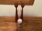 Vintage Danish Modern Teak Wood Candle Holders   Mid-century   Mcm