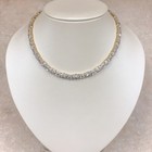 30ct Lab-created Oval Cut Diamond Tennis Women s Necklace 14k Yellow Gold Plated