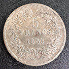 1835 B  France 5 Francs Silver Coin -- Nice Xf Coin -- Ships Free