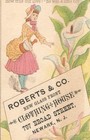 Advertising Trade Card Howtrue Our Love Roberts   Co  Clothing House Newark N j 