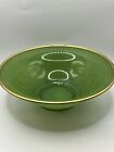 Vintage antique Large Glass Bowl   Green Bowl With Gold Trim 10   
