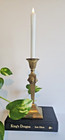 Art Deco Solid Brass Candlestick Holder With Lion Head Medallions Vintage