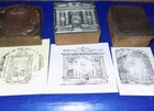 Lot Of Three Antique Wood   Metal Printers Blocks - Buildings   Elevator
