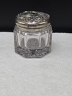 Antique Sterling Silver Custom Glass Vanity Dresser Jar Marked Sterling 