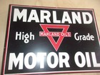 Metal Vintage Marland High Grade Motor Oil 2 Sided Flanged Sign