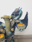 Dragon Warriors Figurine Statue Candelabra Candle Holder Blue Fantasy Mythical