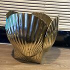 Vtg Solid Brass Nautilus Clam Shell Planter Mcm Large Heavy Planter