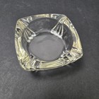 Vintage Clear Glass Ashtray Heavy Square Mid Century Art Deco Claw Footed