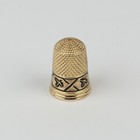 Antique 14k Yellow Gold  Black Enamel Leaves Sewing Thimble