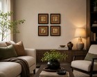 Vintage Chinese Feng Shui Bamboo Wall Art Set Of 4 Fu Lu Shou Xi Relief 8x8