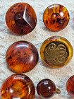 Lot Vintage Bakelite Imitation Faux Tortoise Shell Buttons-w Metal-shapes   
