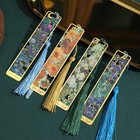 1pc Retro Floral Painting Metal Bookmark Tassel Hollow Bronzing Book Mark - New