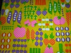 Pr Vtg 60s 70s Fabric Cotton Blend Napkins Mod Fruits Veggies Mushrooms 16 5  