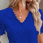 Women V-neck Lace T-shirt Tops Ladies Floral Short Sleeve Casual Loose Blouse Us