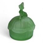 Vintage Ramses Crinoline Girl Green Depression Frosted Glass Powder Jar