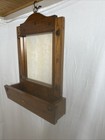 Vintage Wooden Hanging Shaving Mirror With Storage Shelf  Looks Handmade 