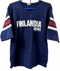 Rare Vintage Finlandia Vodka Shirt Mens Xl Blue W  Fabric Stripes Made In Usa