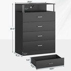 Dresser For Bedroom With Column Design  4 Drawers Dresser   Charging Station