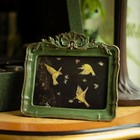 5x7 Vintage Picture Frame  Antique Green Ornate Carved Horizontal Landscape Fram