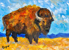 Guajardo Art Original 16x12 Impressionism Buffalo Prairie Artwork On Canvas