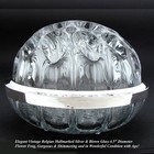 Vintage Belgian Silver   French Blown Glass 6 5  Flower Frog  Vase  Centerpiece