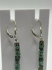 925 Sterling Silver Turquoise Glass Bead Dangle Earrings Crystal Drop