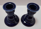 Vintage Cobalt Blue Candlesticks Porcelain Ceramic Japan Pair Of 2