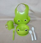 Green Frog Bib  Bowl  Mug   Spoon Ikea Mata 4 Piece Set   B  rja Baby Spoons New