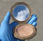 Vtg Stratton England Gold Enamel Powder Compact Mirror Floral Art Deco Antique