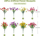 24 Bundles Artificial Flowers For Outdoors Decoration  Uv Resistant Silk Faux Da