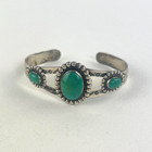 Vintage Fred Harvey Era Turquoise Sterling Silver Cuff Bracelet Bell Tradingpost